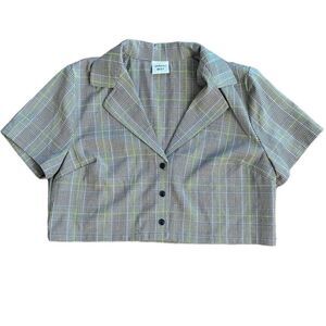 Sunday Best Aritzia Blazer Cropped Short Sleeve Plaid Medium